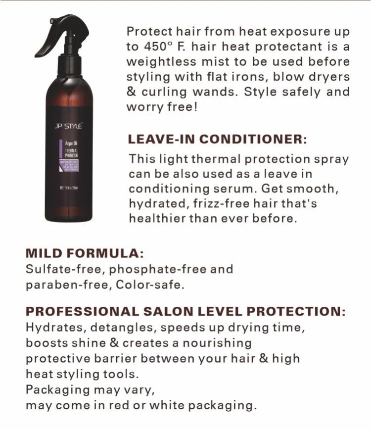 El calor Protectant Spray para secar el cabello dañado por evitar que el calor Rizador