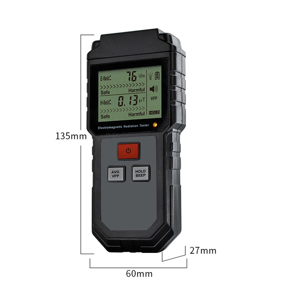 Et825 Radiation Meter Antislip Safety Data Locking Electromagnetic Detector Smart Monitor ABS Measuring Radio Wave LCD Display