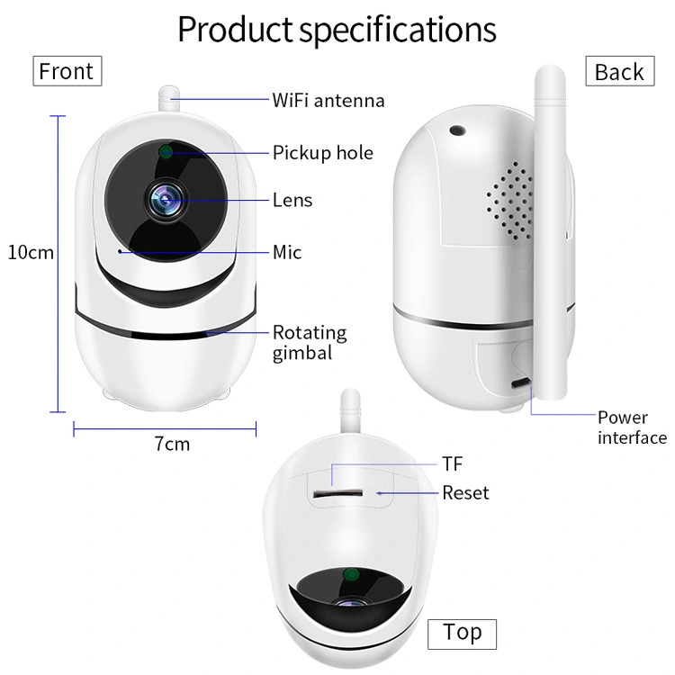 360eyes PTZ Mini Cámara de seguridad inalámbrica IP WiFi CCTV con audio bidireccional 720p o 1080P (ec80 - V13 o u15)