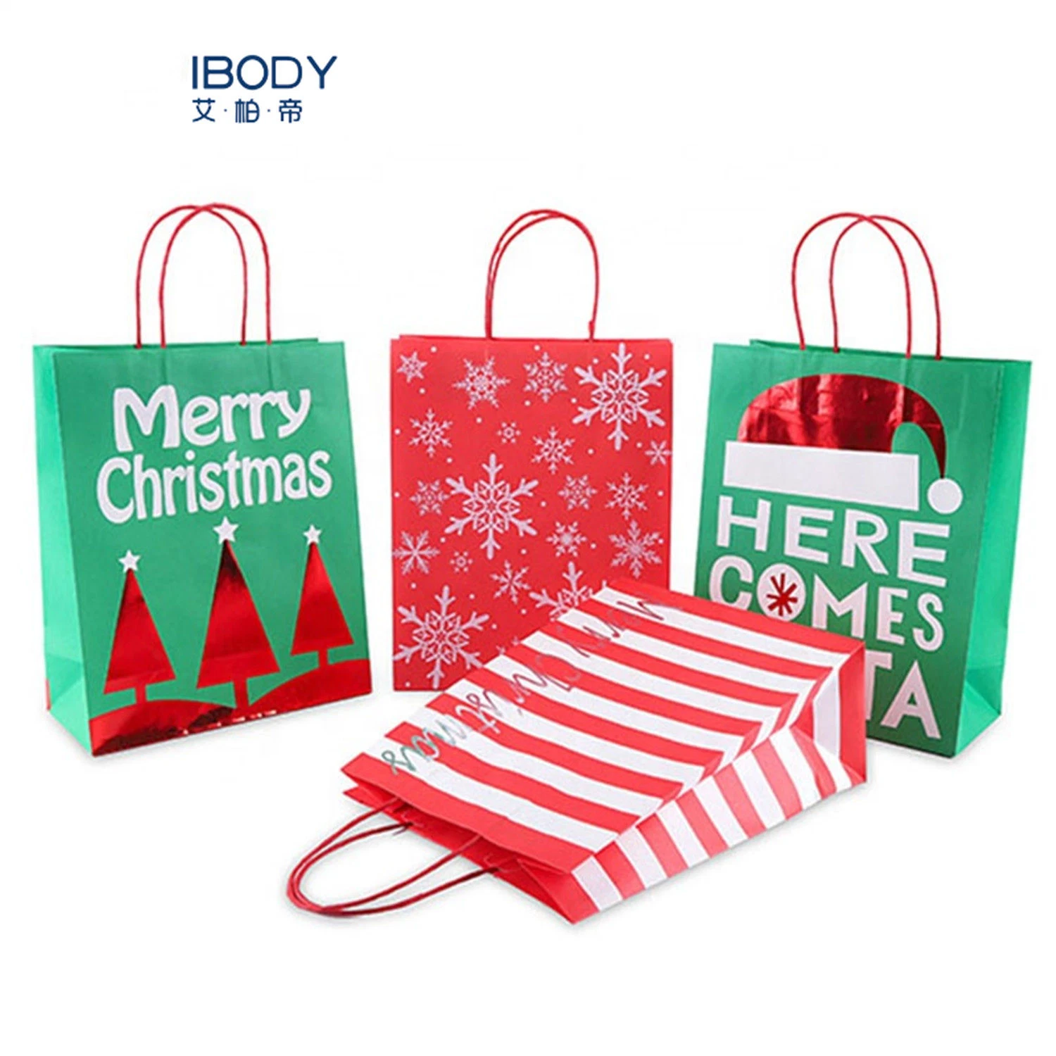 Biodegradable Environmentally Friendly Kraft Paper Shopping Bag Christmas Printing Paper Gift Bag Craft Boutique