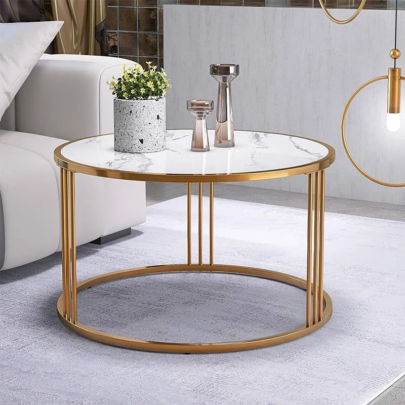 High quality/High cost performance  Factory Custom Leisure Table Nordic Golden Coffee Round Table Home Furniture