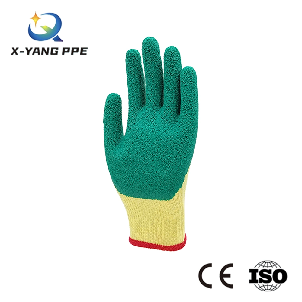 10 Gauge Knitted Cotton Liner Crinkle Latex Coated Safety for Garden Construction Protective Safety Gloves