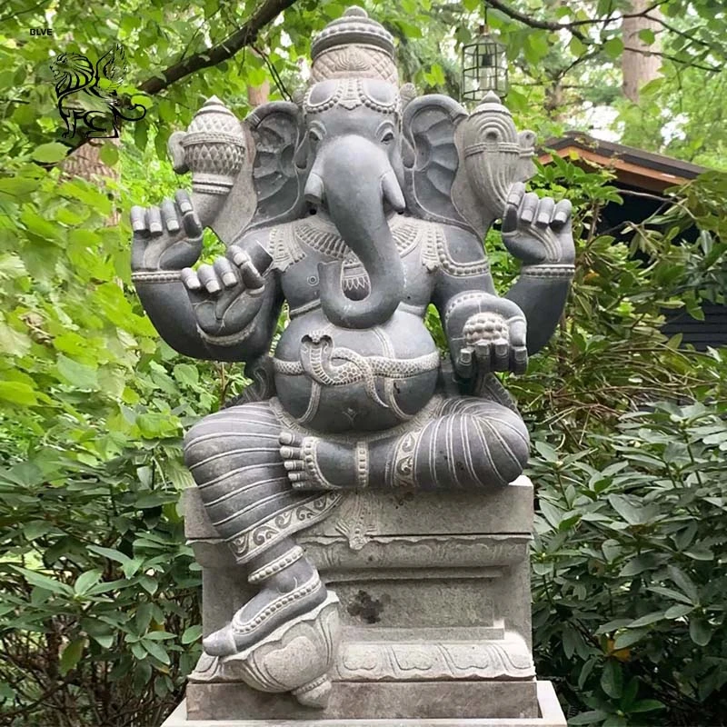 Garden Life Size Indian Religious Black Natural Stone Lord Ganesha Statue Marble Hindu God Sculpture Factory