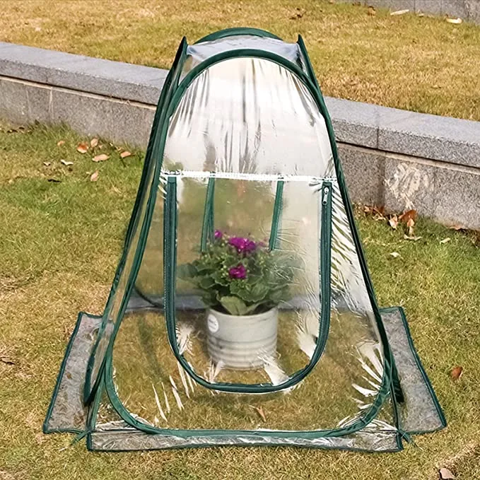 Pop up Greenhouse Cover, Transparent PVC Mini Small Grow Plant House Ten