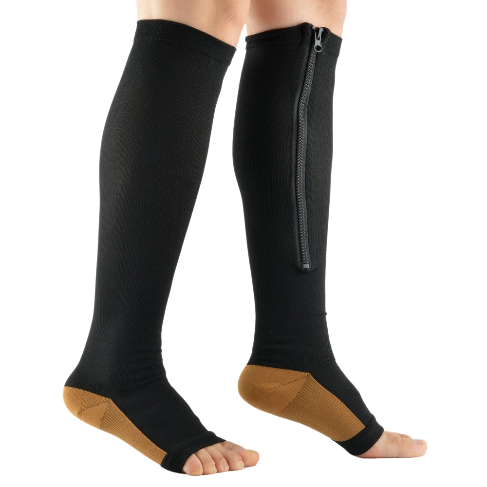 Fermeture à glissière côté haut de chaussettes de compression pour les femmes