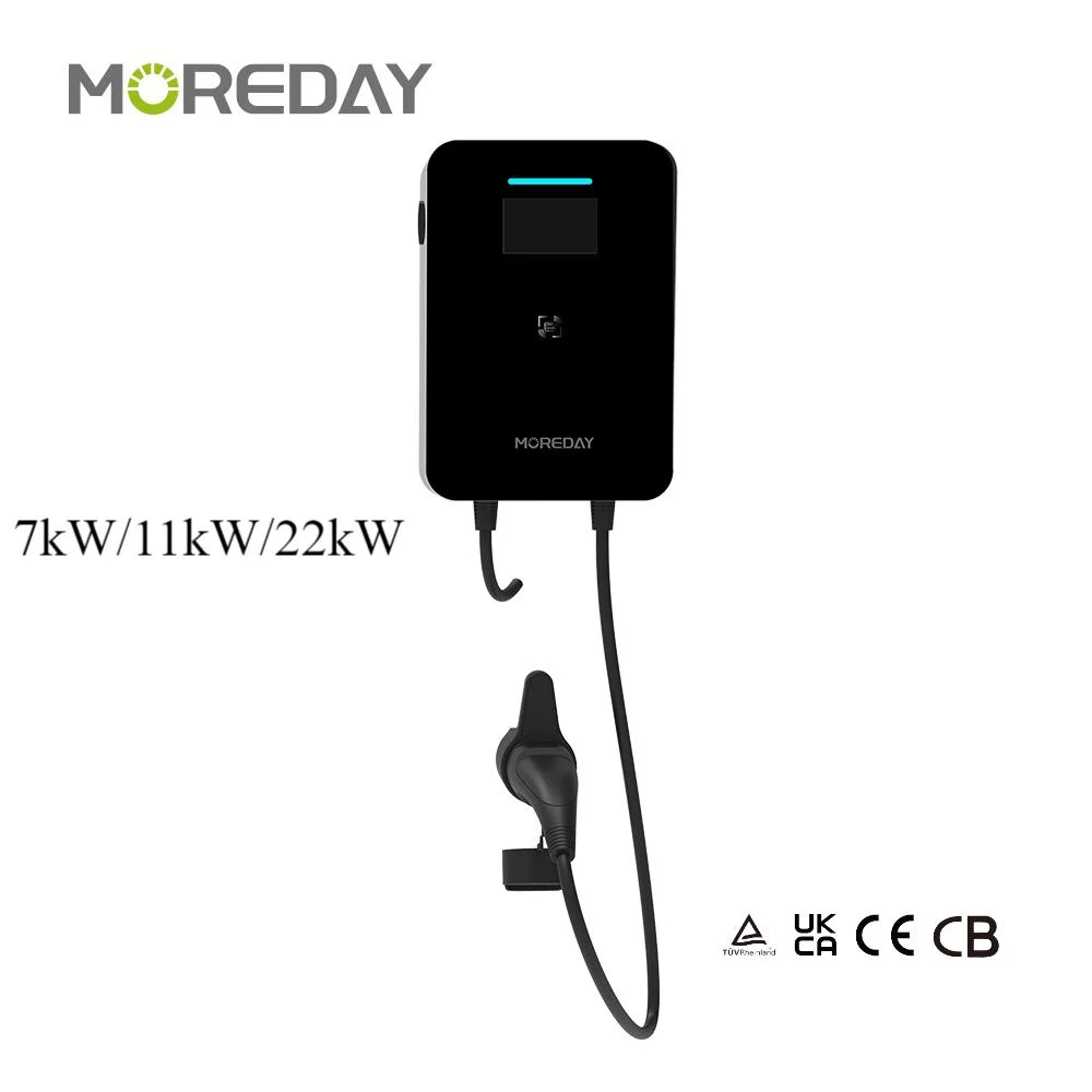 Moreday WiFi Ocpp1,6 RS-485 CE TUV Lista RoHS Fast Charging7kw 11kW 22kw Tipo de cargador de coche eléctrico estándar IEC Estación de carga de 2 EV