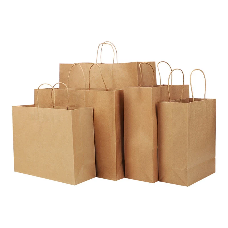 Bolsa de papel Kraft ropa personalizada Bolso de compras bolsa de regalo Catering Takeout la impresión de logotipo de la bolsa de papel de embalaje