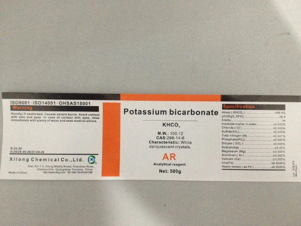 El potasio de alta calidad de carbonato de hidrógeno grado AR