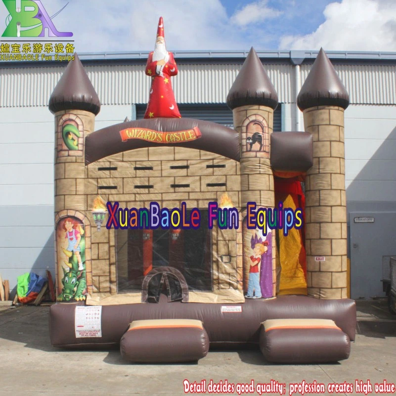 Wizard festa temática tema China insufláveis Encaracolados Comercial Jumping Castle para crianças de castelo com deslize o salto da ponte House