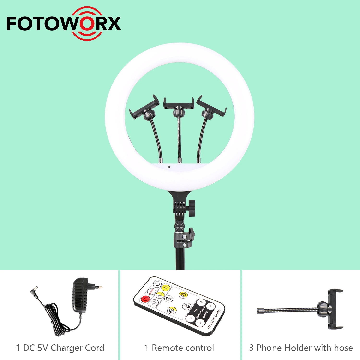 Fotoworx 14 pouces LED Ring Light pour Vlog Smartphone