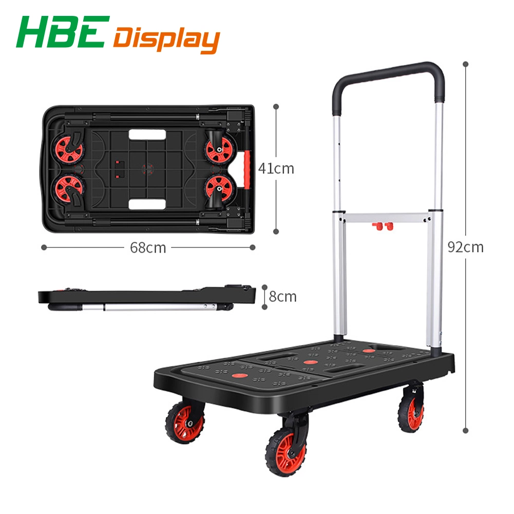 Capacity 300kgs New Design Heavy Duty Foldable Hand Trolley Plastic Platform Truck