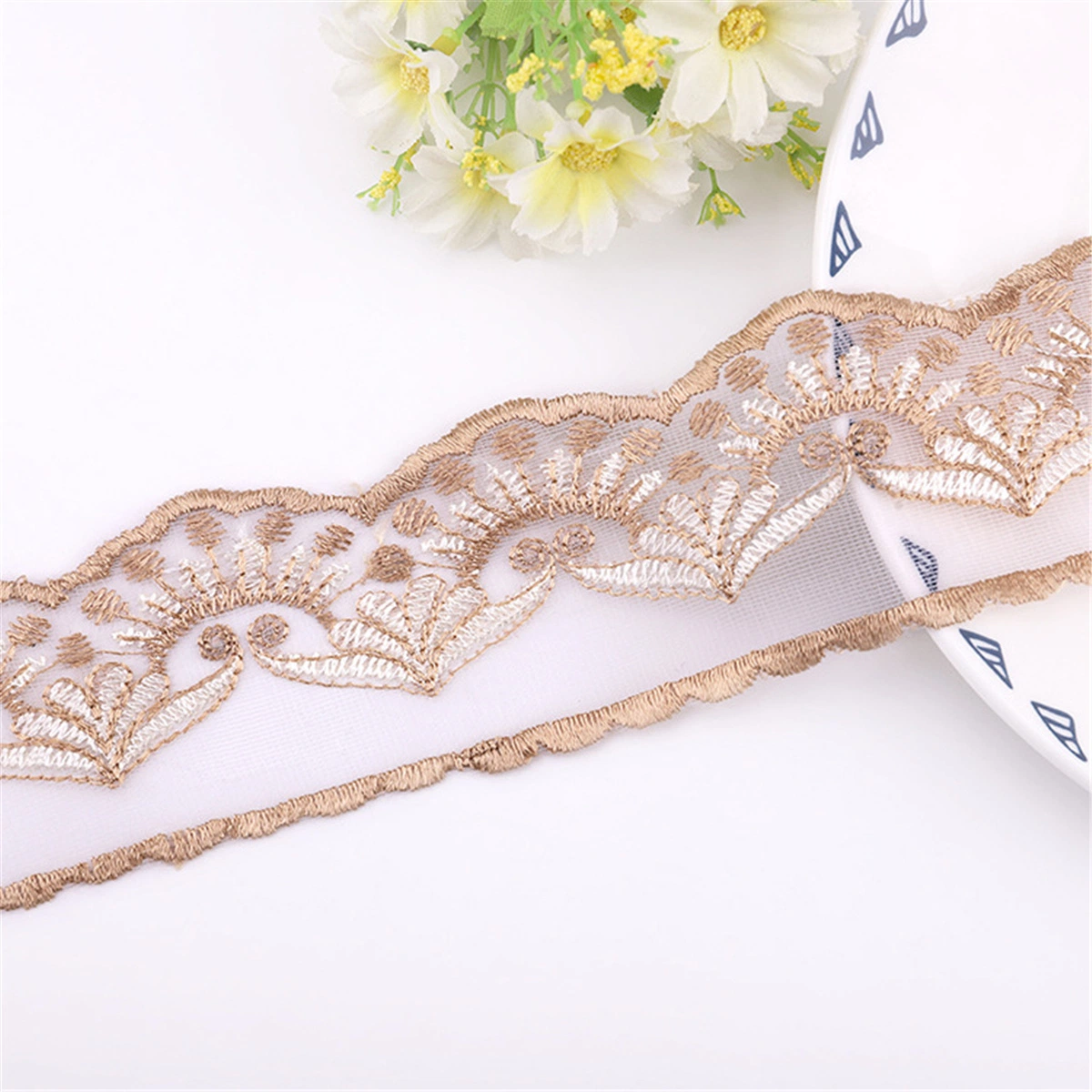 Mesh Cloth Bar Code Embroidery Lace Fabric Premium Water Soluble Lace Clothing Accessories