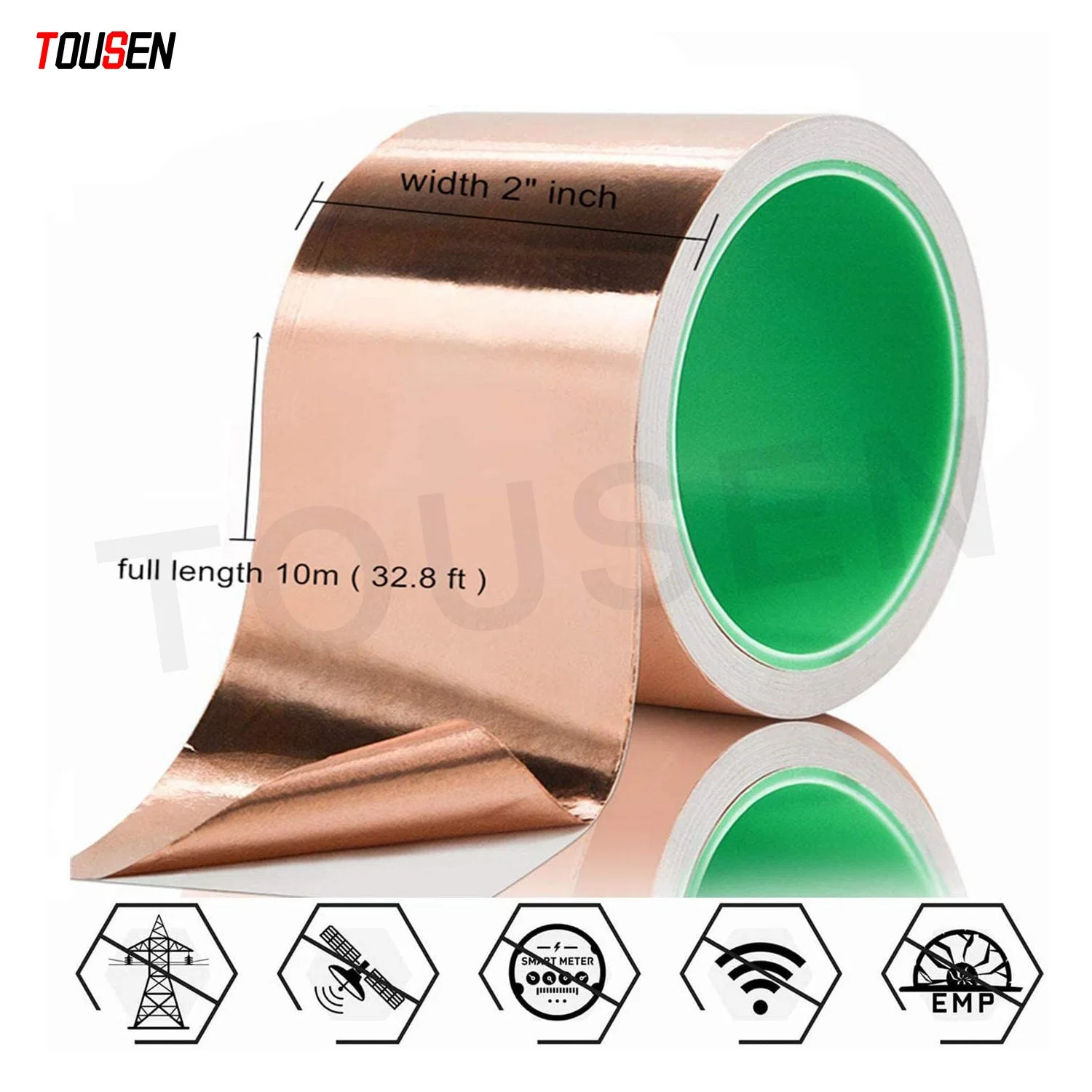 Tousen Copper Foil Copper Tape Copper Foil Tape Roll Wholesale Manufacturer Die Cutting with Conductive Adhesive for Radiator