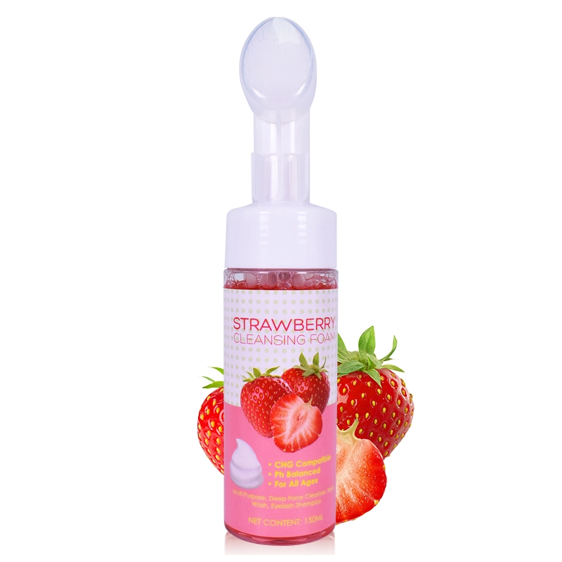 Facial Cleanser Silicone-Free Strawberry Deep Cleansing Pore Shrinking Peach Foam for Face Wash