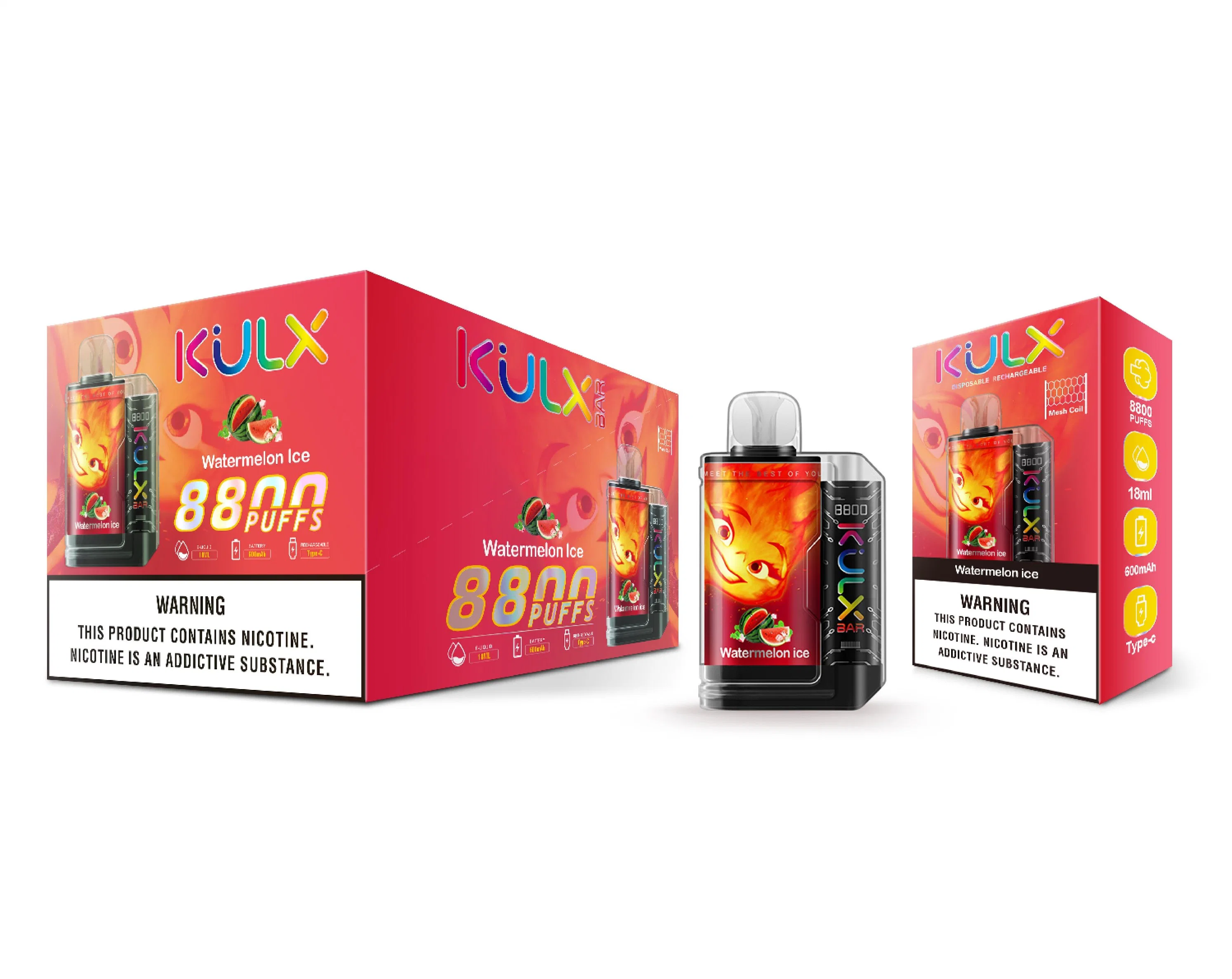 Großhandel/Lieferant Kulx Bar 8800 Puffs Mesh Coil Einweg Vape mit 18ml E-Liquid 600mAh Batterie 12 Flavours America UK EU