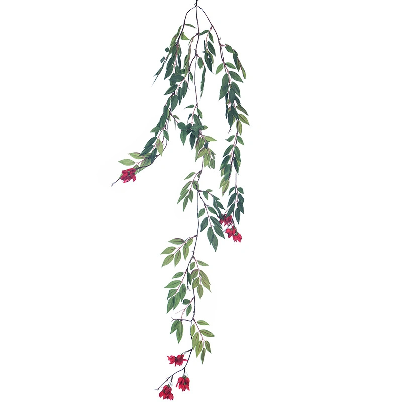 Hanging Plant Artificial Decor String of Flowers Rattan with Leaves for Indoor Outdoor Garden Decor