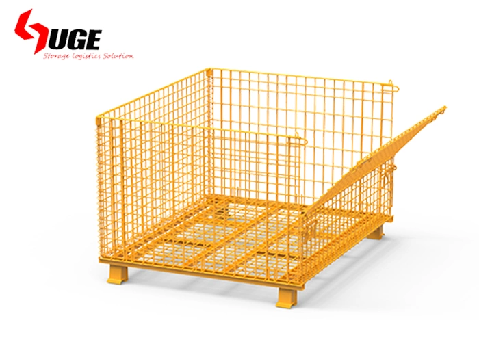 Industrial Warehouse Welded Collapsible Wire Mesh Container Stacking Storage Steel Stackable Storage Bin