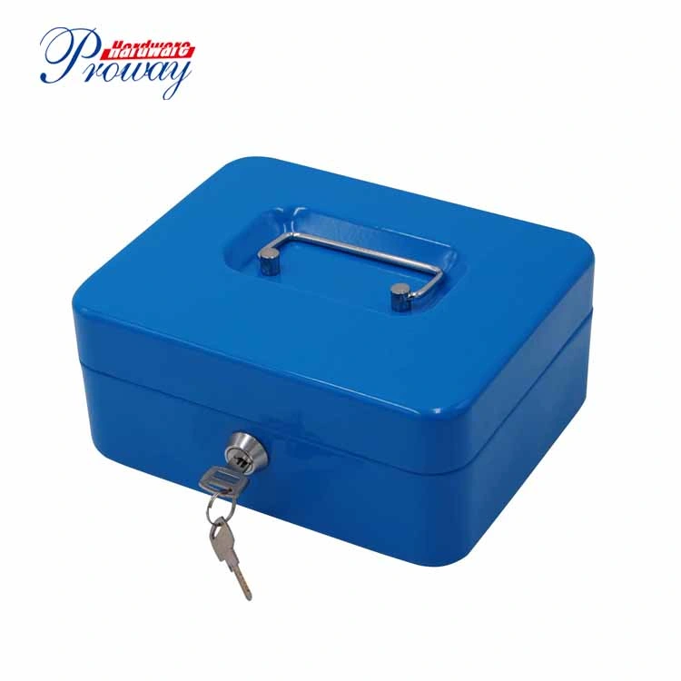 Factory Direct Supply 8 Inch Portable Steel Key Lock Secure Cash Box with Removable Plastic Coin Tray