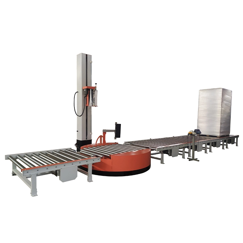 Full Automatic Pallet Wrapper Machine Pallet Strapping Machine Conveyor System