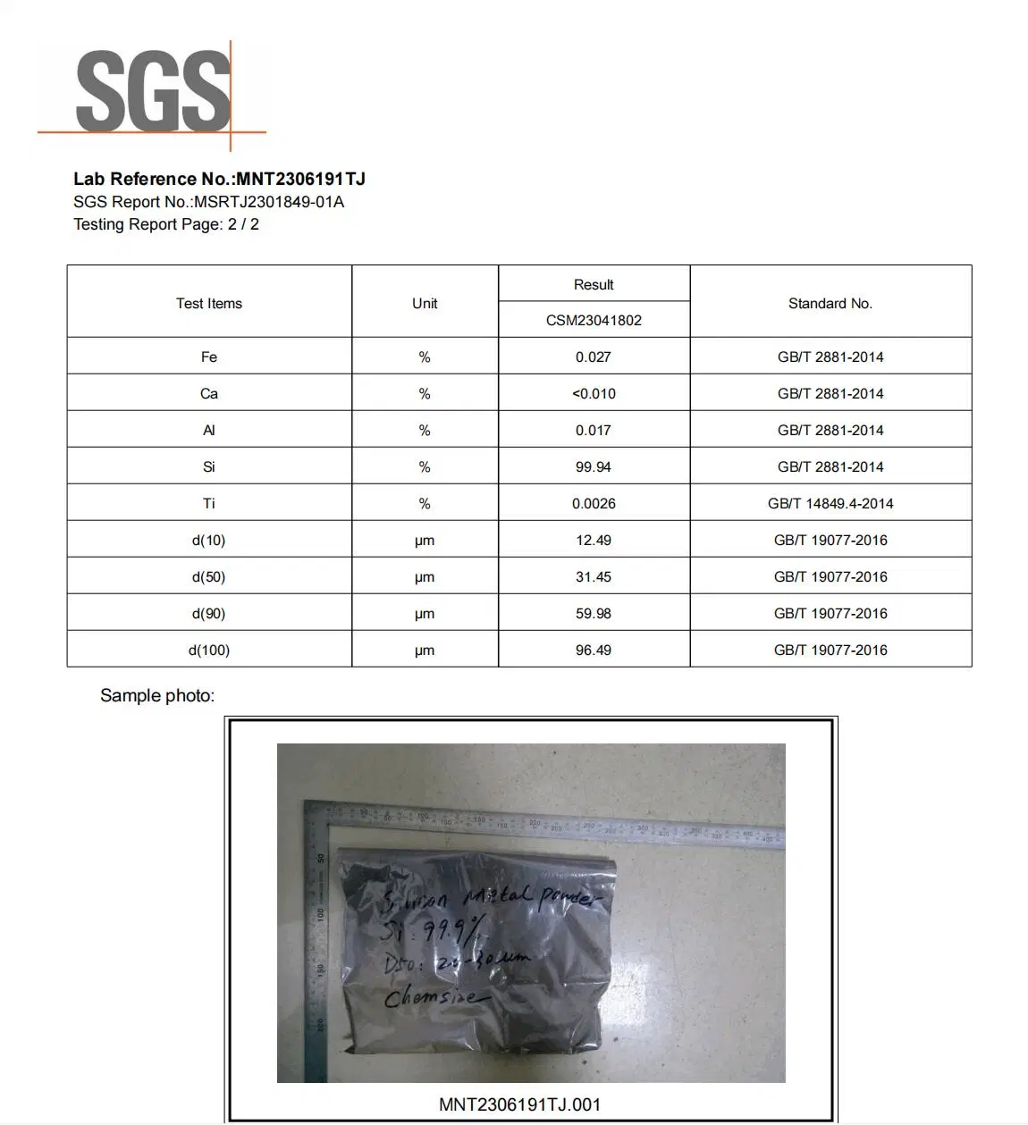 Silicio Metal para la fabricación de acero Refractory Power Metalurgia Industria Cerámica