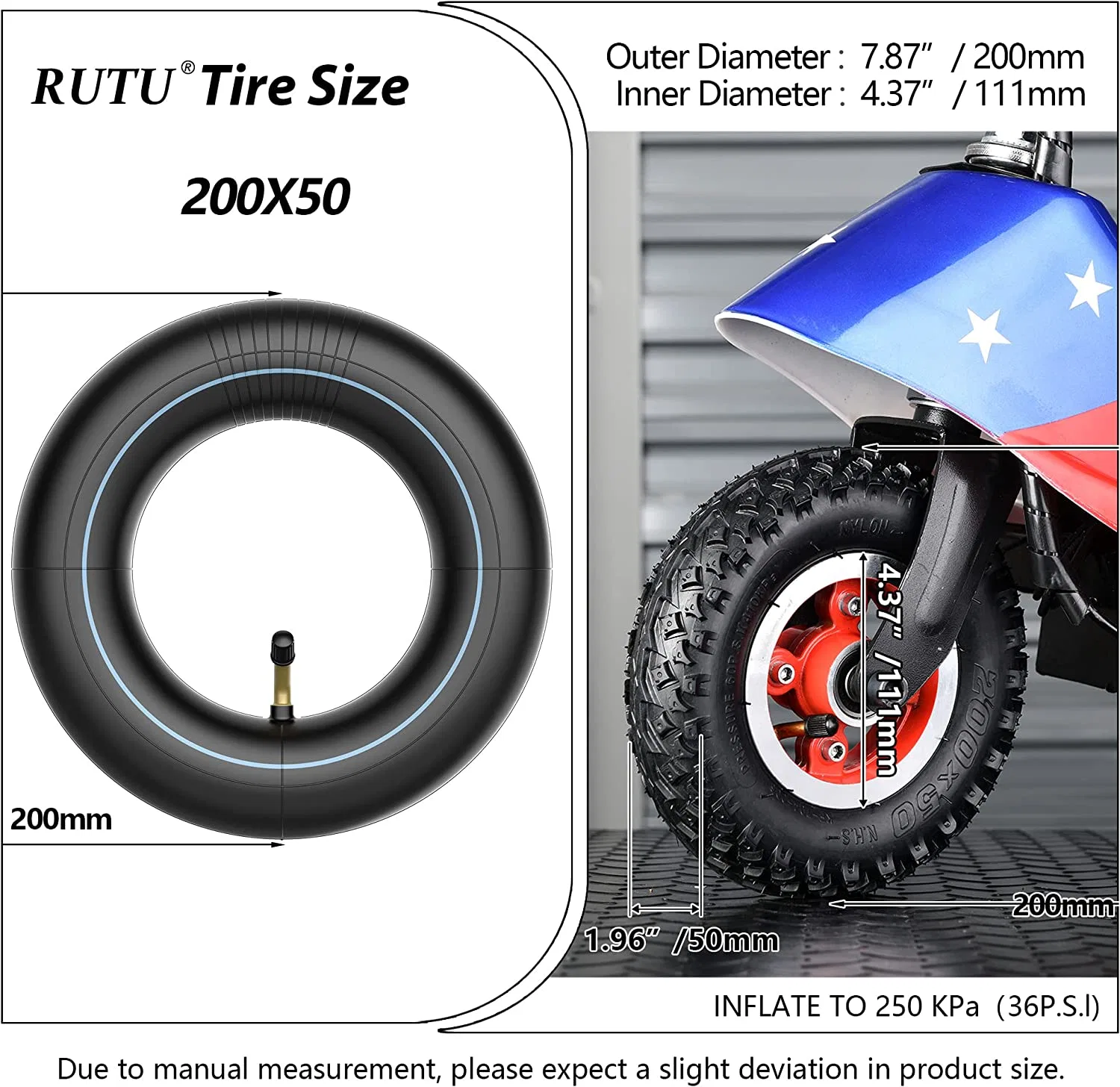 Pneu e tubo interno 200X50 de fábrica, tubo de scooter, substituição para máquina de barbear, PRO DiRT, carro de deriva, Scooters elétricas, Buggy de Dune, índice elevado da borracha