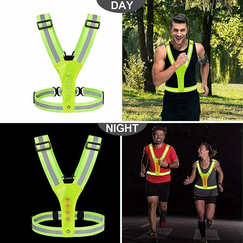 Safety LED Reflective Vest Body Strap Belt for Outdoor Running