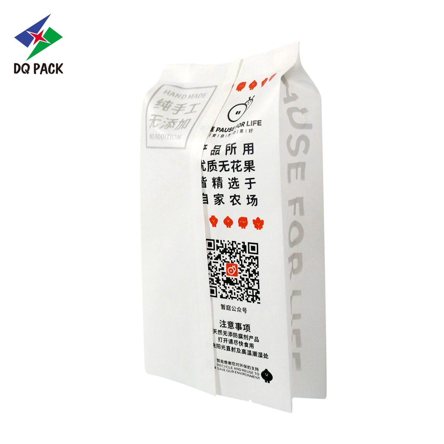 Clear Plastic Frozen Ice-Cream Food Packaging Bags with Back Sealed Pouch for Frozen Food Packaging