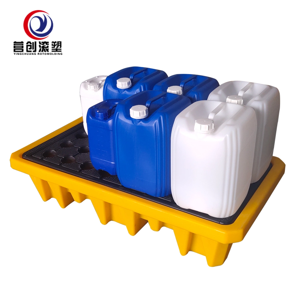 1300*700*300 mm Factory Hot Sale Poly Polyethylene Spill Plastic Pallet 4 Drum Secondary Containement Metal