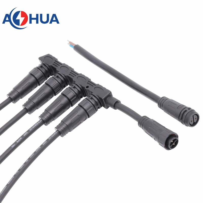 M20 F Shaped 1 to 3 Way IP67 Wire 1 in 3 out Sockets LED Strip Light Cable Waterproof Wire Splitter F Connector