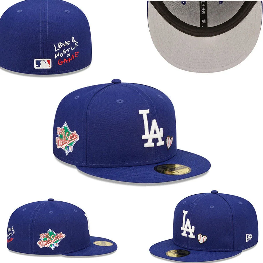 En Stock 3D Embroidery Side Patch Fitted Cap Gorras Flat Sombreros de béisbol americano Brim para el equipo