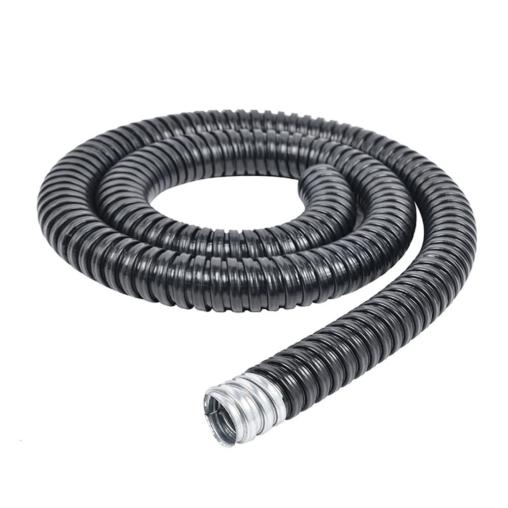 Le PVC souple noir Crrugated conduit avec l'intérieur en acier galvanisé