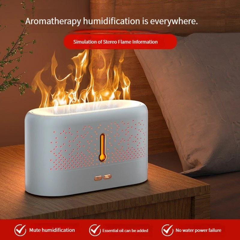 3D de nuevo el ruido blanco llama Humidificador de aire de color naranja o azul hielo Noche de Luz LED difusor de aroma atomizador de ultrasonidos para la oficina en casa