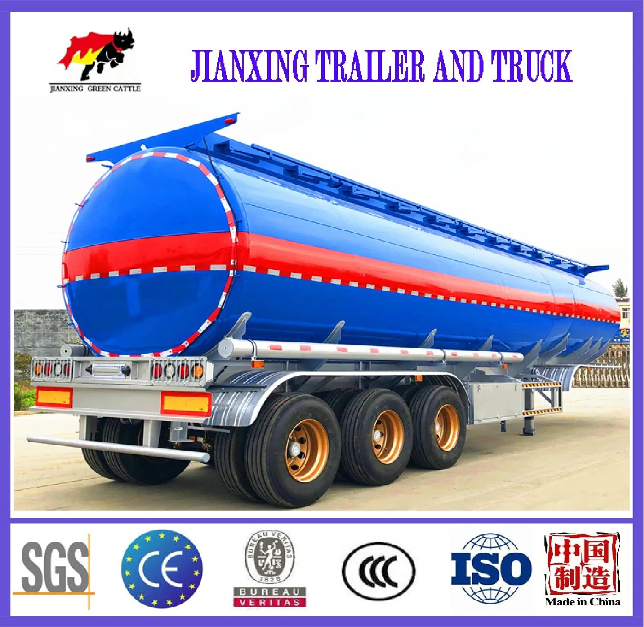 China Verkauf 45000 Liter Wasser Palmöl Kraftstoff Tank Semi Anhänger