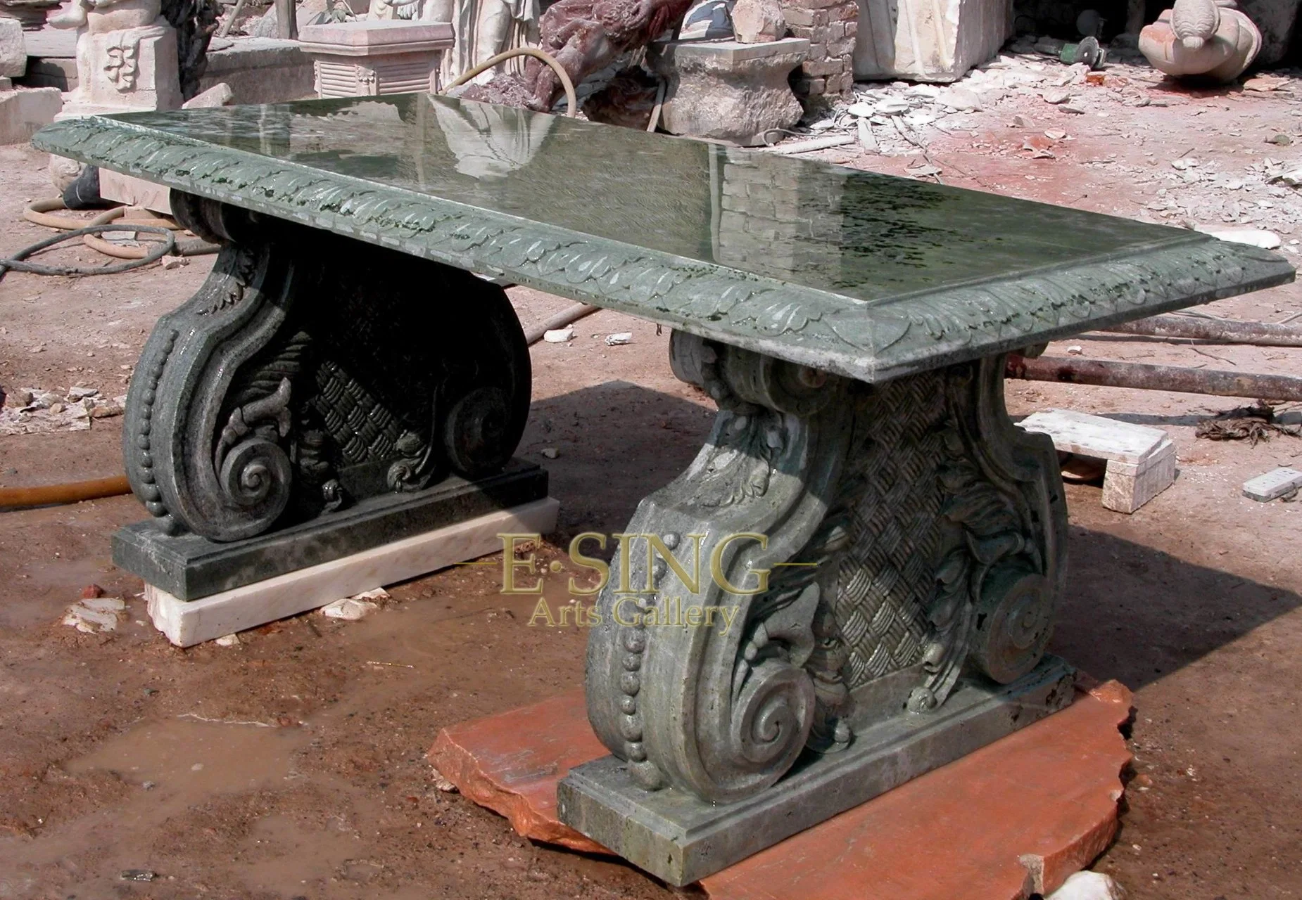 Hand Carved Outdoor Garden Landscaping Dining Room Decoration Natural Marble Table Stone Benches