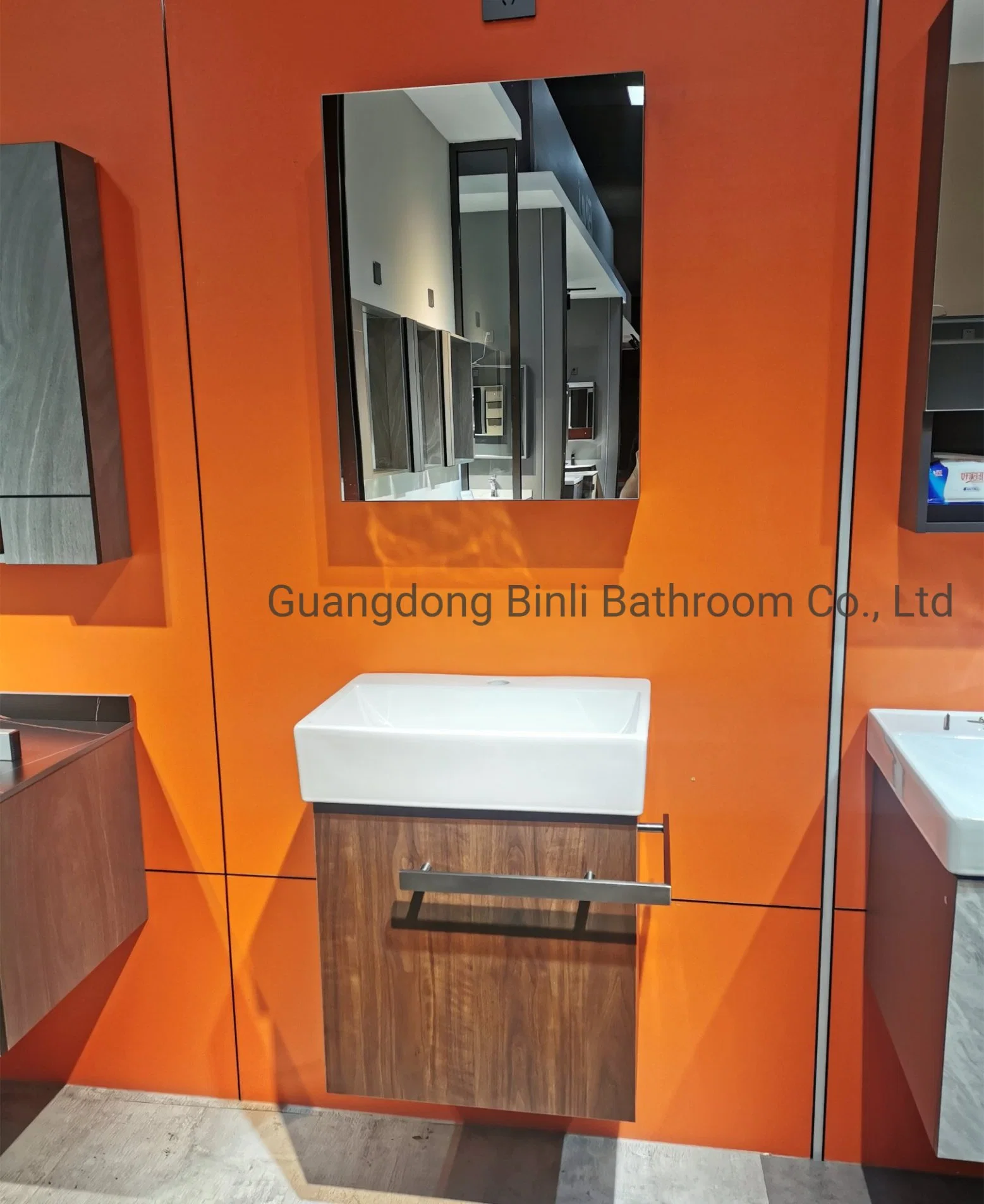 500mm Wall Mounted Small Plywood Bathroom Vanity Cabinet with Mirror Cabinet Single Art Basin