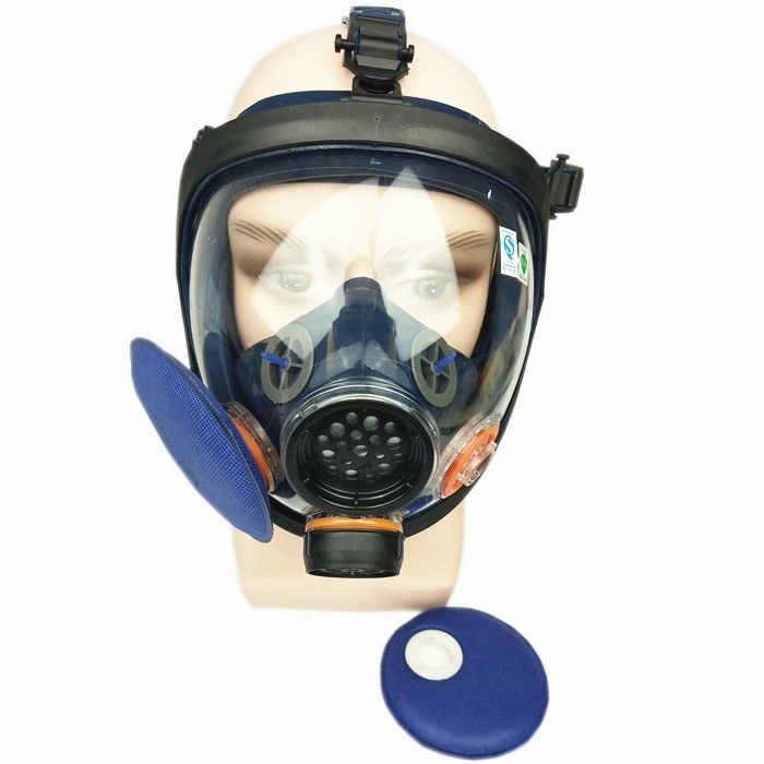 Silikon 5-Punkte Kopfband 3-Punkte Rotary Full Face Air Purifying Atemschutzmaske