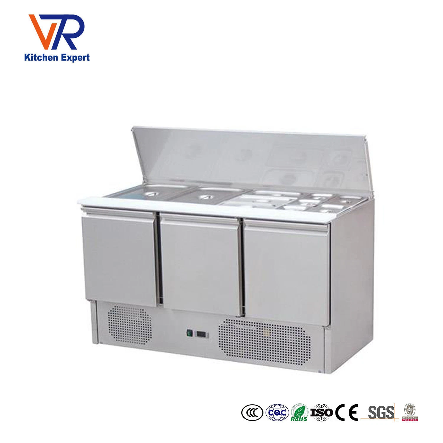 Hot Sale Stainless Steel Commercial Used Pizza Sandwich Table Refrigerated Refrigerated Salad Bench