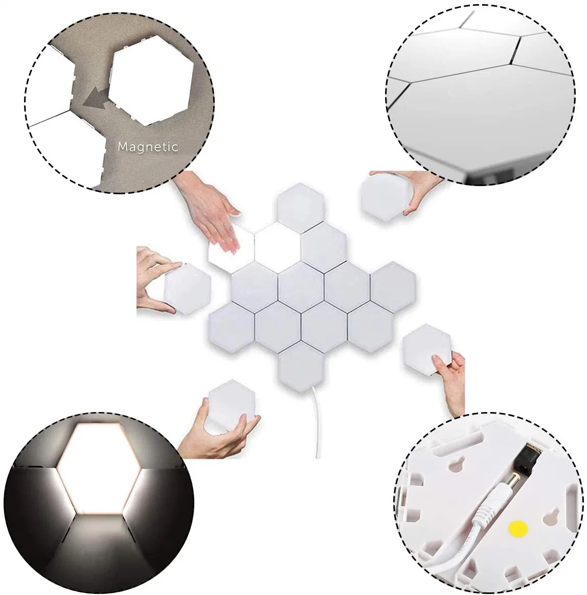 Empalme hexagonal luces RGB pared hexagonal de la luz del sensor táctil Modular lámpara decorativa DIY Glow multicolor de la noche la luz del sensor