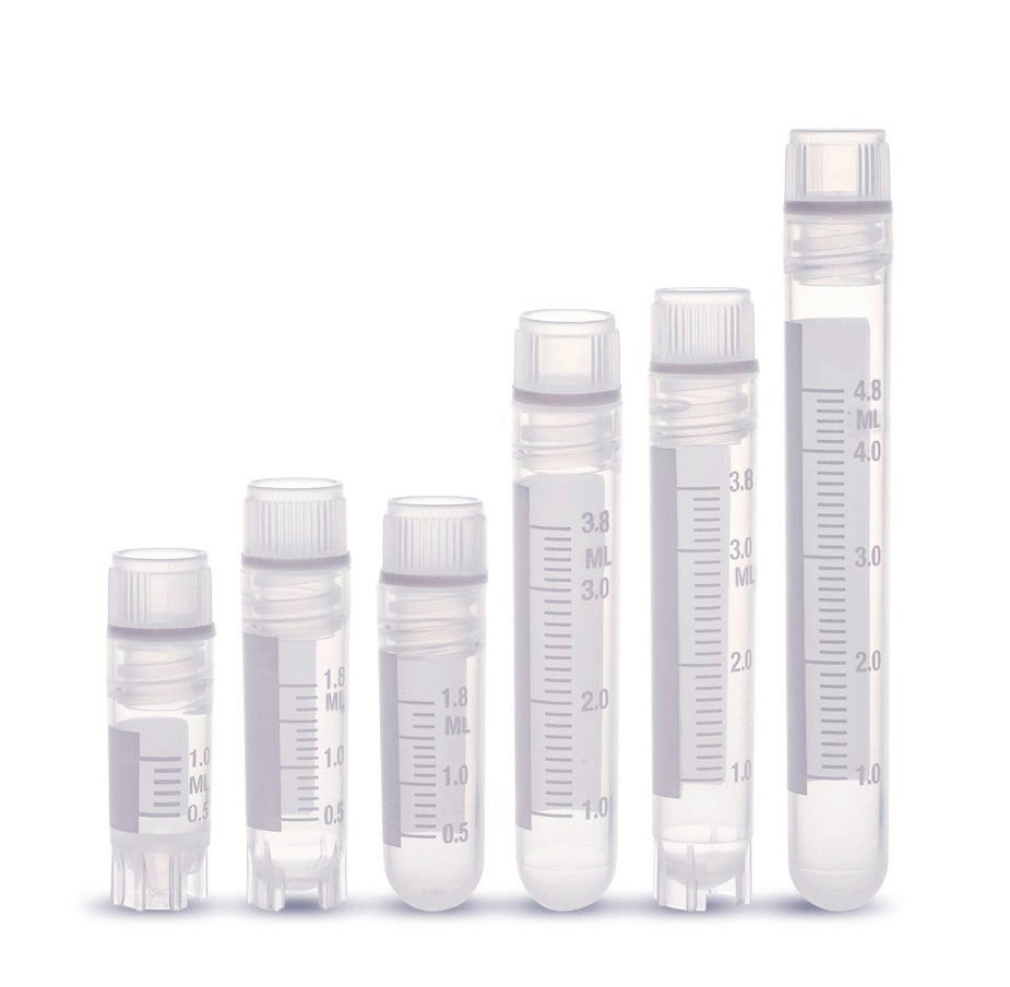 0.5ml 1ml 1.5ml 1.8ml 2ml 3.6ml 4.5ml 5ml Cryotube Molded Graduation Dnase/Rnase Free Flat Bottom Cryovial Tube for Lab Use