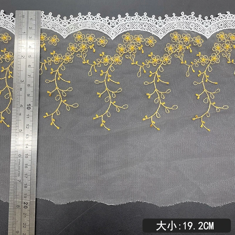 Gauze Embroidery Fabric Clothing Accessories Gold Thread Two-Color Bar Code Lace Accessories