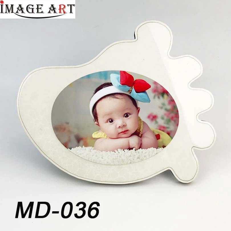 Spezielle Form Sublimation Blank MDF Baby Bilderrahmen mit Aluminium Blatt