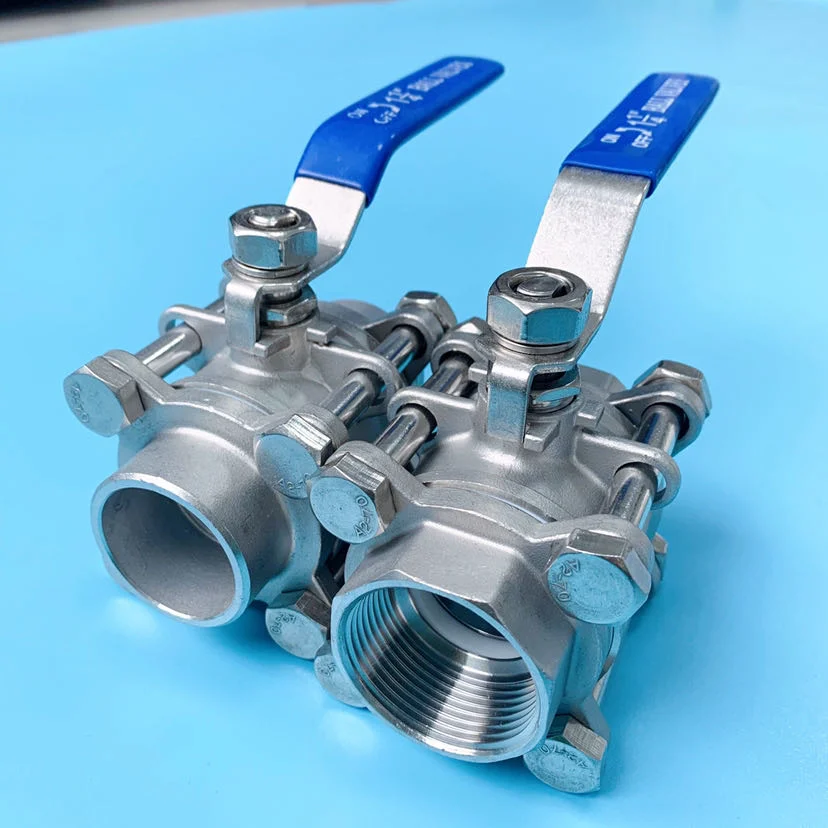 SS304 316 3-Piece Full Port Manual Stainless Steel 3PC Ball Valve