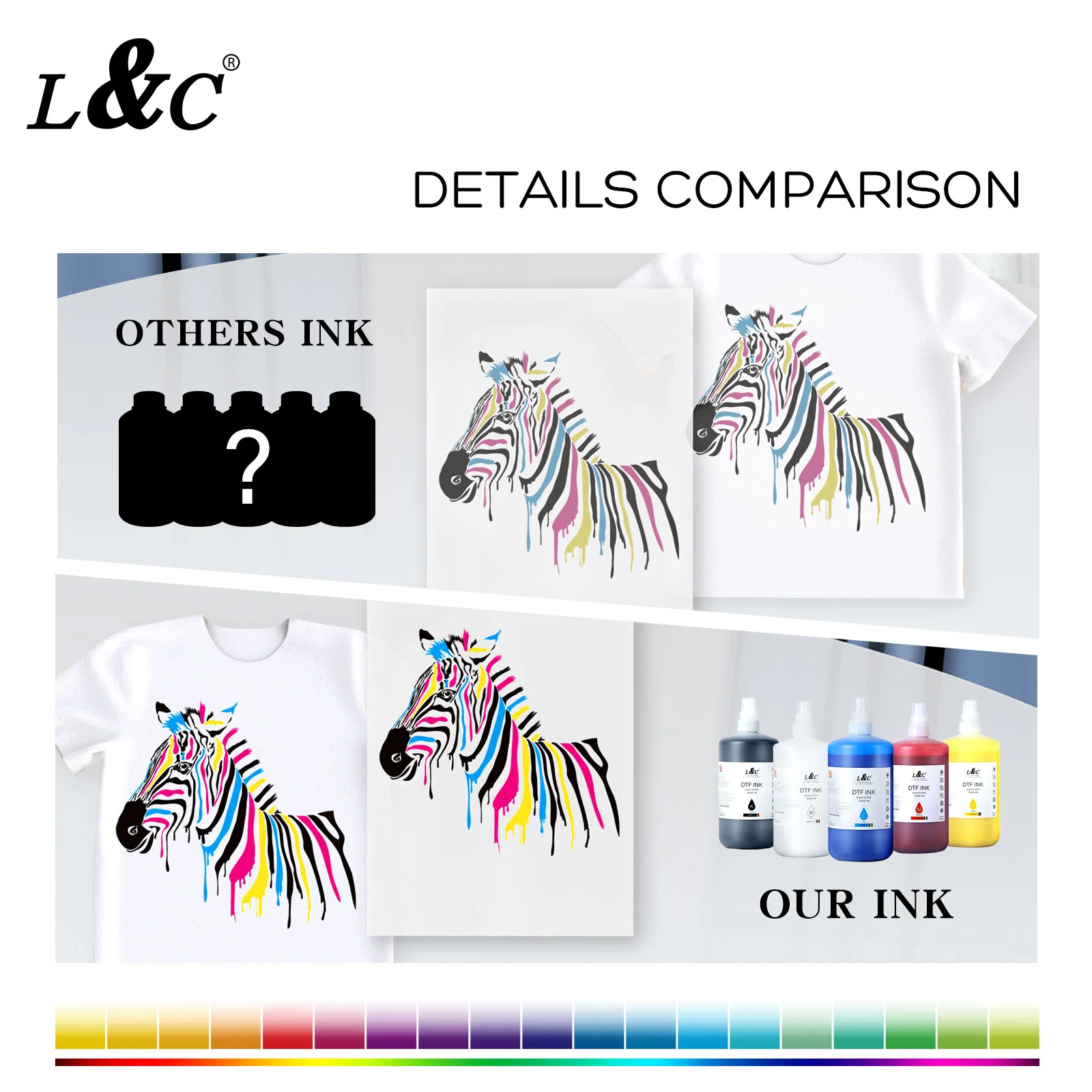 L&C 1L Dtf Ink Dtf White Ink 1000ml High quality/High cost performance Dtf Inks for I3200