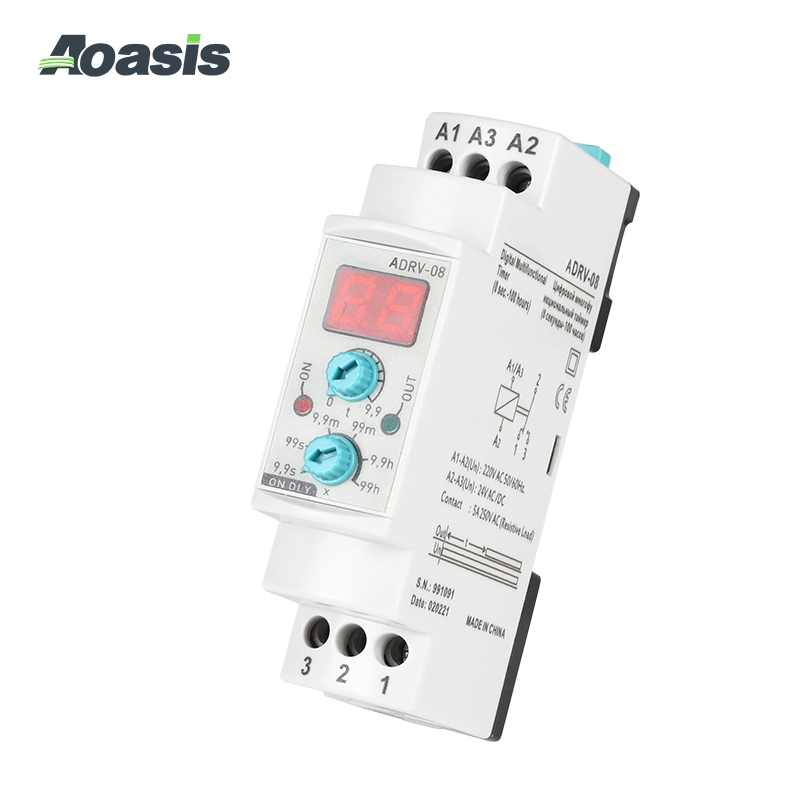 Aasis Adrv-08 220В или 110VAC 24VDC 50 Гц задержка реле дискретная Реле времени дисплея