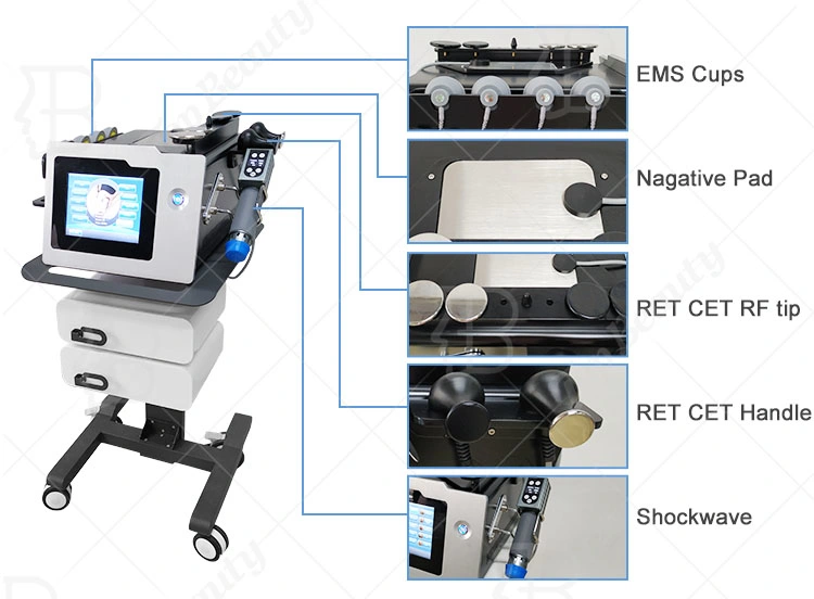 3 في 1 المعدات Extracoreal Shock Wave Therapy EMS Tecar تخفيف آلام المرقطي