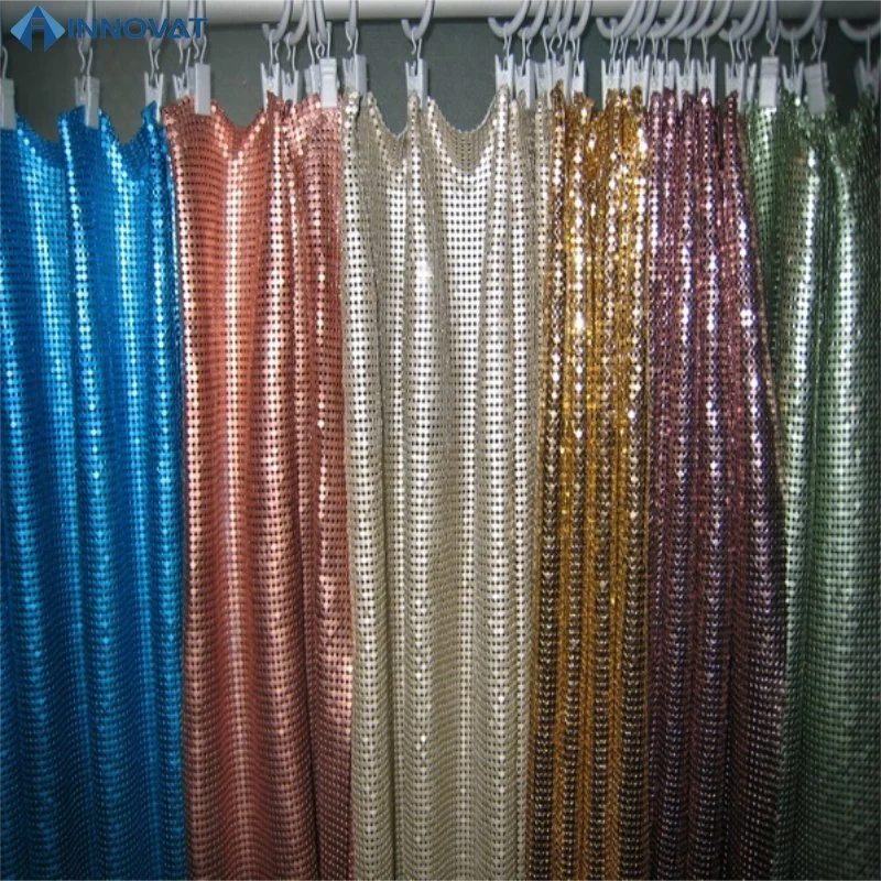 Metal Mesh Sheet Aluminum Sequin Chain Mail Fabric for Create Table Cloth Curtain