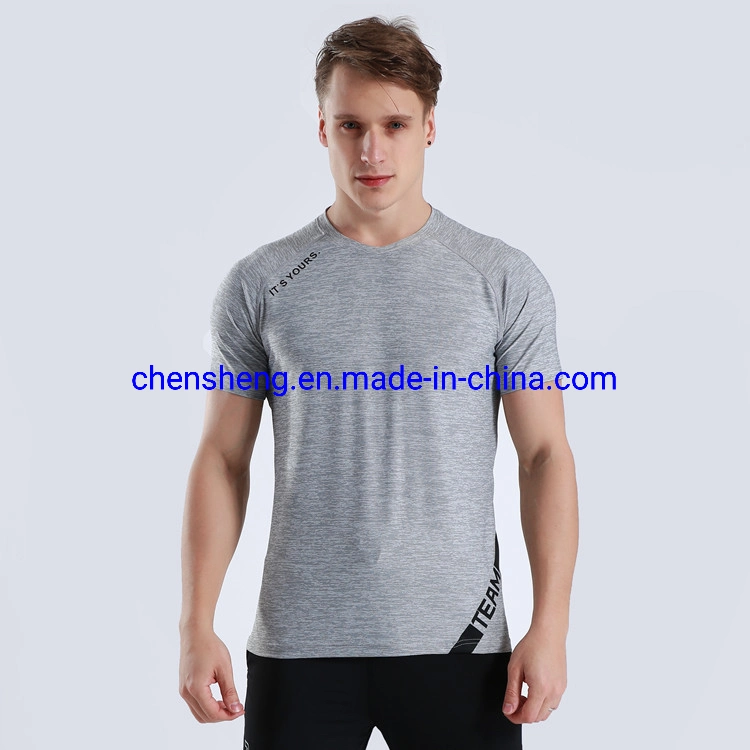 Mode couleur solide Quick Dry Cheap Wholesale T Shirts Mens Tshirt plaine Sport T Shirt pour salle de Gym Fitness d'usure