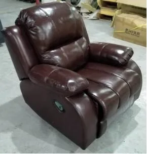 Home Furniture Royal Half Genuine Leather Recliner Sofa, Recliner Single Fabric Sofa