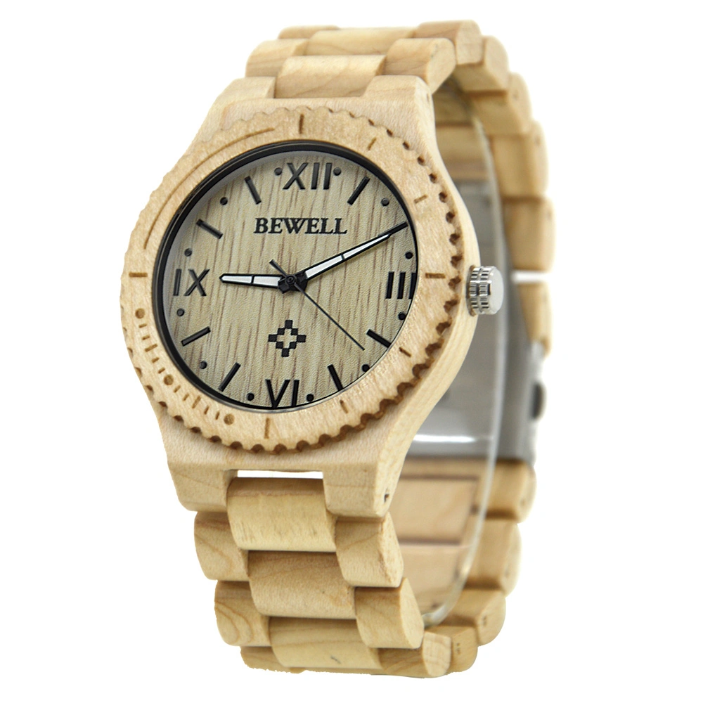 Curren Stock Timepiece OEM Mens Wood Wrist Watch Custom Watch with Private Label Quartz Relojes for Men