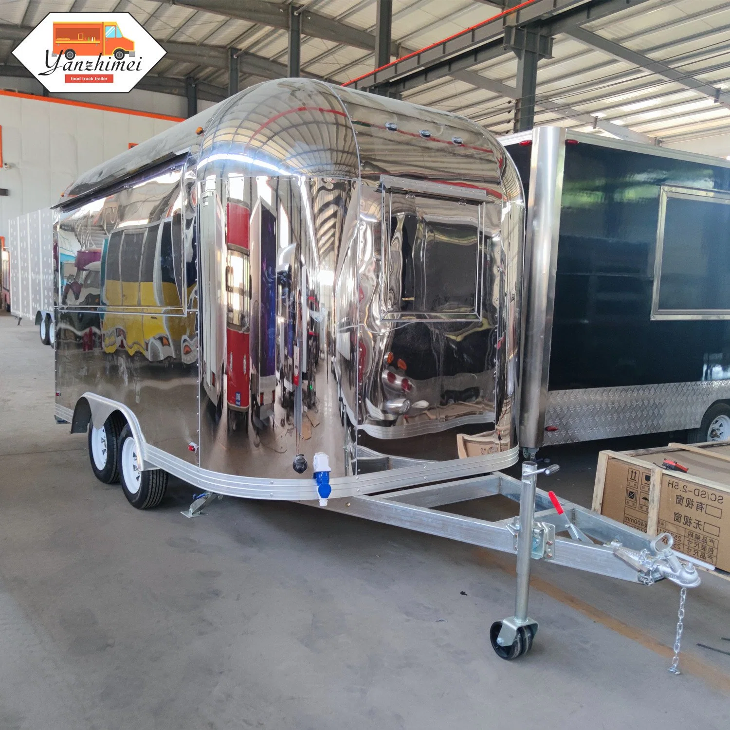 Airstream Camping Trailer Outdoor Mobile Food Truck Stainless Steel Caravan for Sale